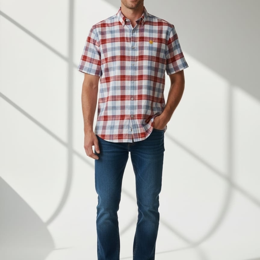 Timberland Red and Blue Plaid Shirt